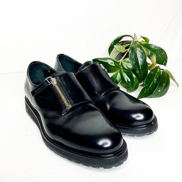 Want Les Essentiels Flats Black Leather Zip Loafers Portugal 7.5 - Picture 2 of 8